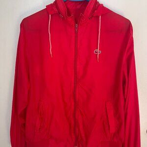 Vintage Lacoste Red Windbreaker with Hood